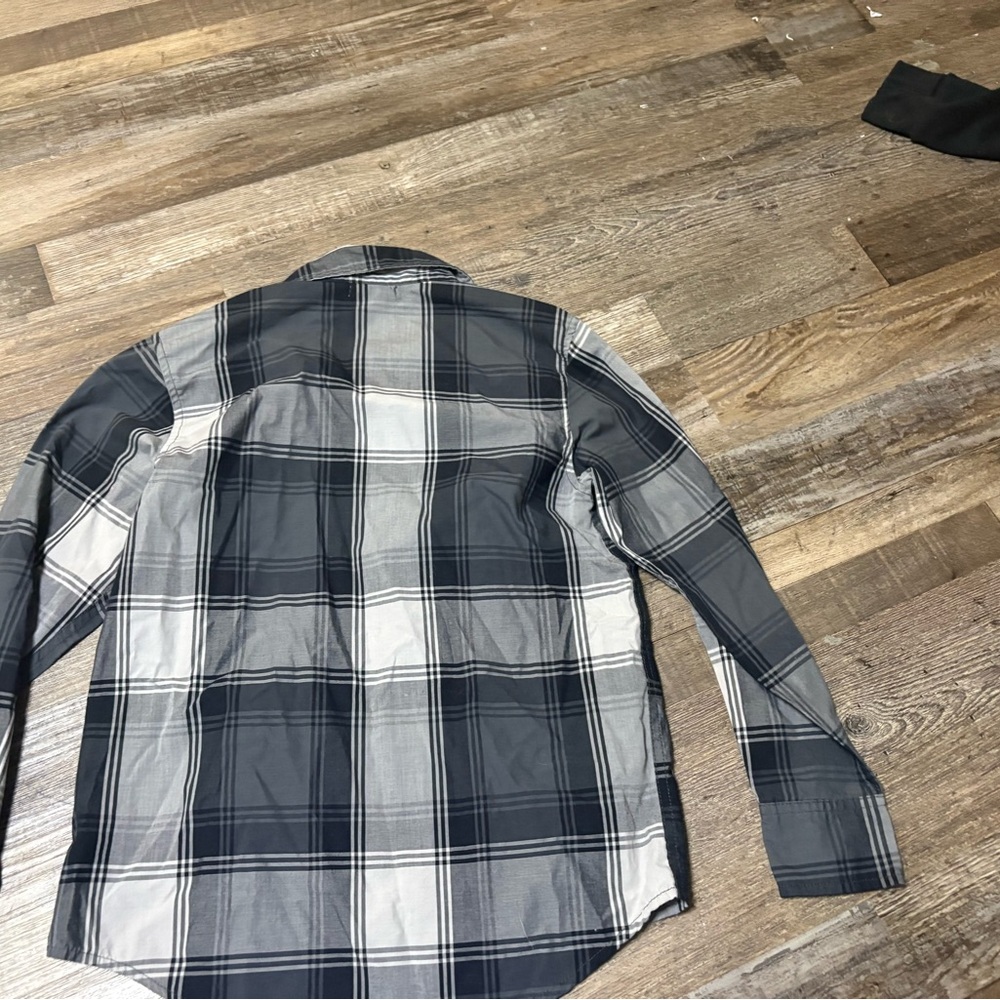 Old Navy Kids Plaid Button Down Shirt - Black and Gray